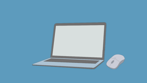 Laptop and a mouse for a blog talking about digital skills